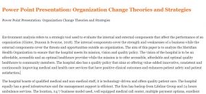 Power Point Presentation Organization Change Theories and Strategies