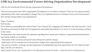 LDR 615 Environmental Forces driving Organization Development