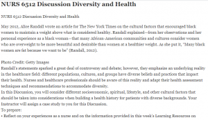 NURS 6512 Discussion Diversity and Health