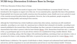 NURS 6051 Discussion Evidence Base in Design