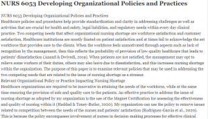 NURS 6053 Developing Organizational Policies and Practices