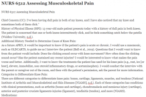 NURS 6512 Assessing Musculoskeletal Pain