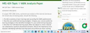 NRS 429 Topic 1 VARK Analysis Paper
