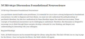 NURS 6630 Discussion Foundational Neuroscience