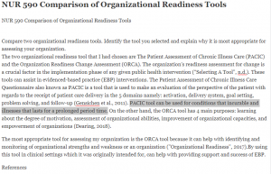 NUR 590 Comparison of Organizational Readiness Tools
