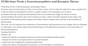 NURS 6630 Week 2 Neurotransmitters and Receptor Theory