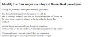 Identify the four major sociological theoretical paradigms