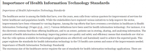 Importance of Health Information Technology Standards