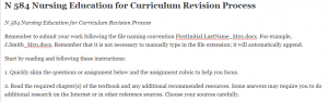 N 584 Nursing Education for Curriculum Revision Process