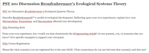 PSY 201 Discussion Bronfenbrenner's Ecological Systems Theory