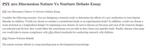 PSY 201 Discussion Nature Vs Nurture Debate Essay
