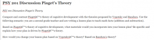 PSY 201 Discussion Piaget's Theory