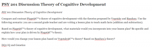 PSY 201 Discussion Theory of Cognitive Development