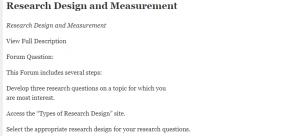 Research Design and Measurement
