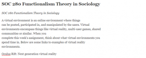 SOC 280 Functionalism Theory in Sociology