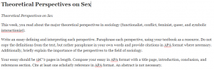 Theoretical Perspectives on Sex