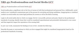 NRS 451 Professionalism and Social Media GCU