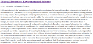 ES 392  Discussion Environmental Science