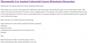 Therapeutic Use Against Colorectal Cancer Metastasis Discussion