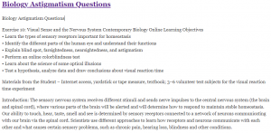 Biology Astigmatism Questions