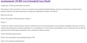 Assignment: NURS 530 Extended Case Study