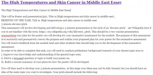The High Temperatures and Skin Cancer in Middle East Essay