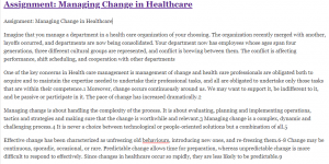 Assignment: Managing Change in Healthcare