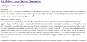 AB Biology Use of Water Discussion