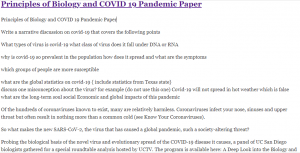 Principles of Biology and COVID 19 Pandemic Paper