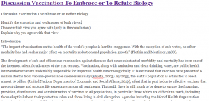 Discussion Vaccination To Embrace or To Refute Biology