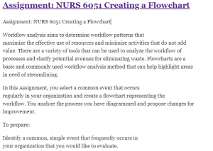 Assignment: NURS 6051 Creating a Flowchart