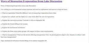 Ways of Measuring Evaporation from Lake Discussion