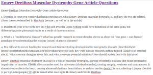 Emery Dreifuss Muscular Dystrophy Gene Article Questions