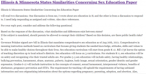 Illinois & Minnesota States Similarities Concerning Sex Education Paper