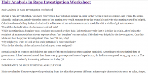 Hair Analysis in Rape Investigation Worksheet