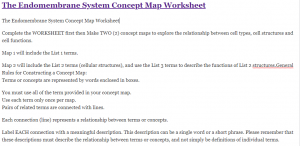 The Endomembrane System Concept Map Worksheet