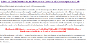 Effect of Disinfectants & Antibiotics on Growth of Microorganisms Lab