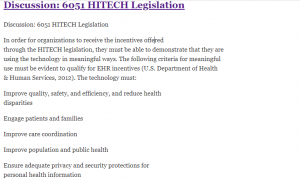 Discussion: 6051 HITECH Legislation