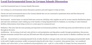 Local Environmental Issue in Cayman Islands Discussion