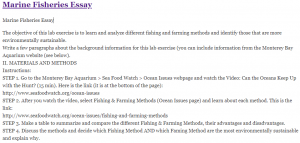 Marine Fisheries Essay