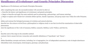 Significance of Evolutionary and Genetic Principles Discussion