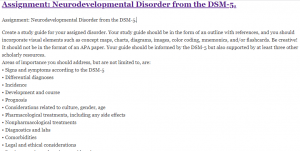 Assignment: Neurodevelopmental Disorder from the DSM-5.