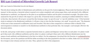 BIO 240 Control of Microbial Growth Lab Report