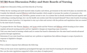 NURS 8100 Discussion Policy and State Boards of Nursing