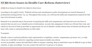 NURS 8100 Issues in Health Care Reform (Interview)