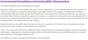 Environmental Regulations and Sustainability Memorandum