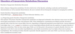 Disorders of Lipoprotein Metabolism Discussion