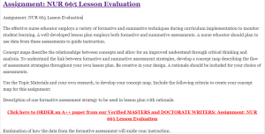 Assignment: NUR 665 Lesson Evaluation