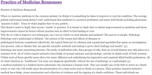 Practice of Medicine Responses