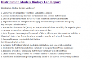 Distribution Models Biology Lab Report